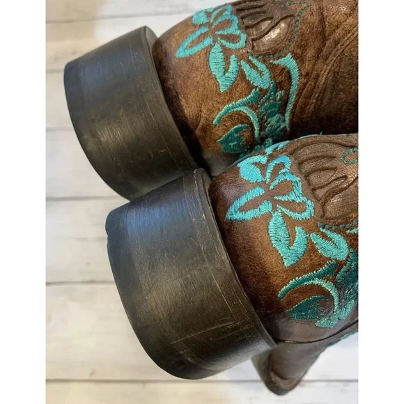 Cavender's Embroidered Square Toe Western Boots Sz 8.5B - Picture 9 of 12